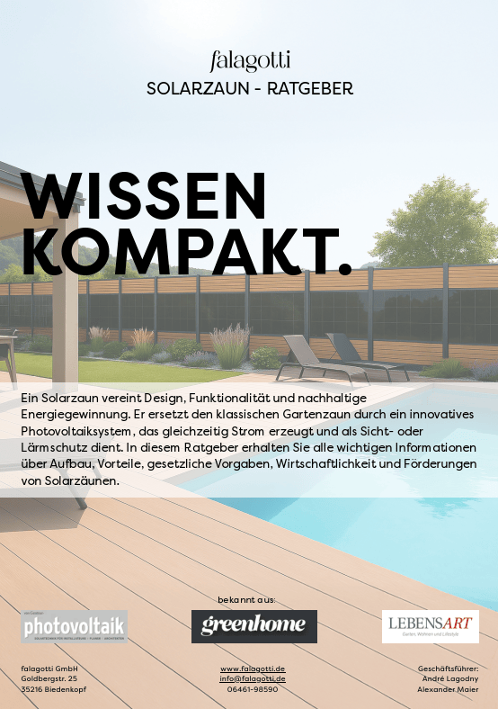 falagotti Solarzaun Eleganza mit integrierter LED-Beleuchtung und WPC-Elementen