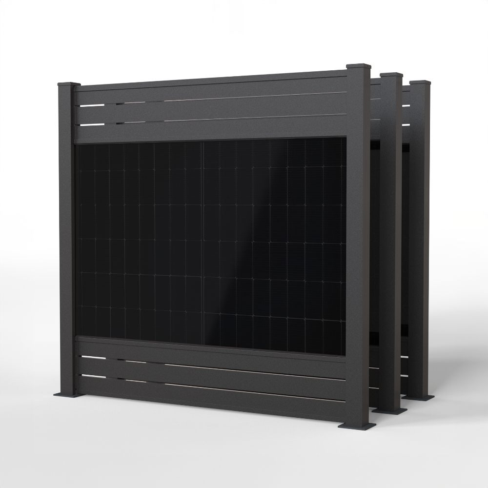 falagotti Aluna Zaunkraftwerk 1200 W – anschlussfertiger Solarzaun in Anthrazit falagotti Zaunkraftwerk Aluna 1200 W in RAL 7016 mit drei PV-Zaunfeldern