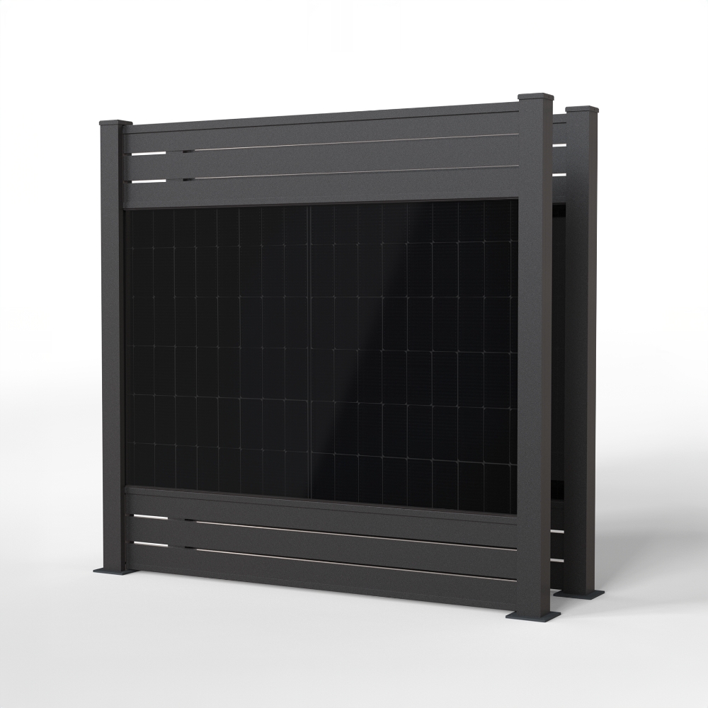falagotti Aluna Zaunkraftwerk 1200 W – anschlussfertiger Solarzaun in Anthrazit mit PV-Modulen falagotti Zaunkraftwerk Aluna 1200 W in RAL 7016 mit drei PV-Zaunfeldern