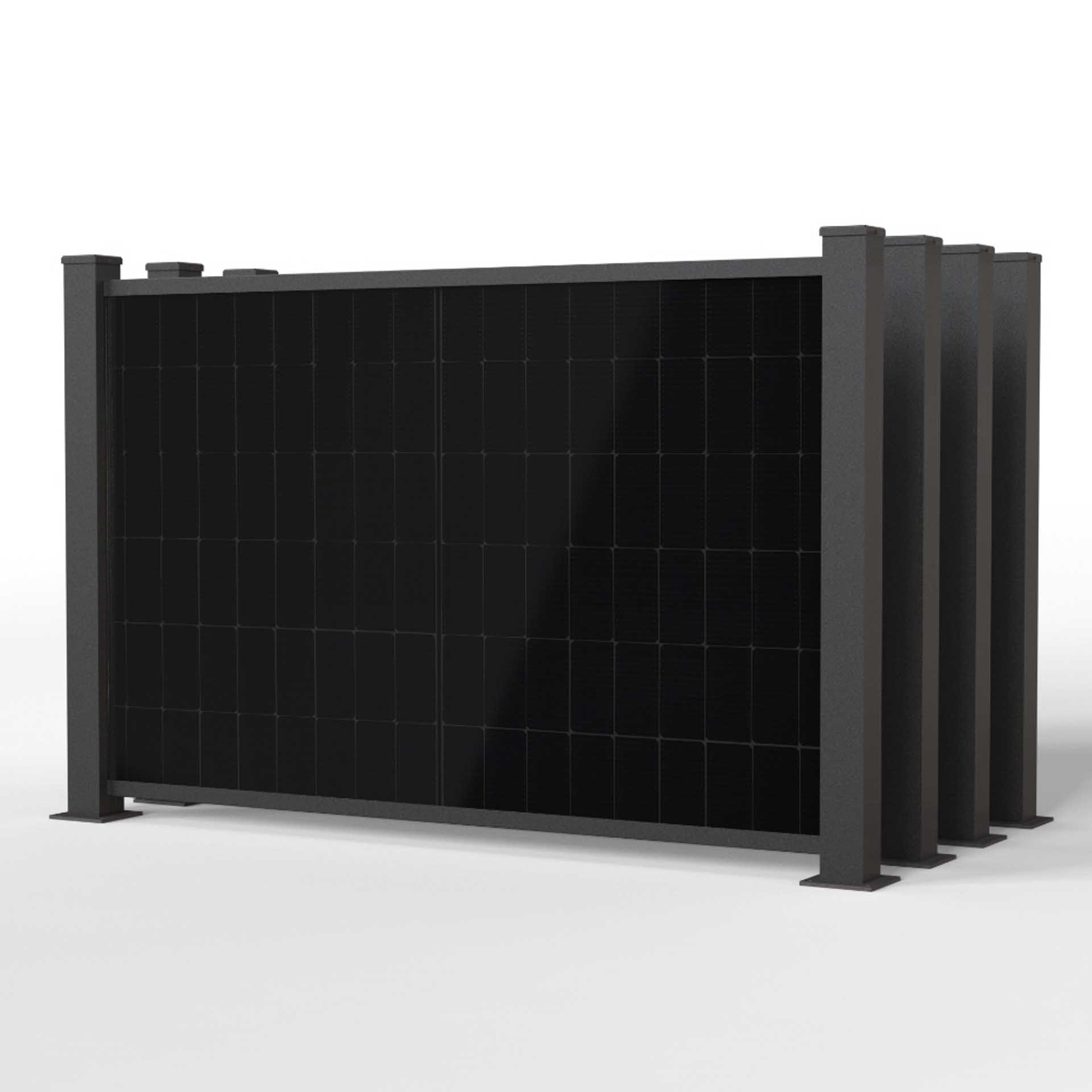 falagotti Zaun-Solarkraftwerk Puristica 1200 W in RAL 7016 mit drei flachen PV-Zaunfeldern