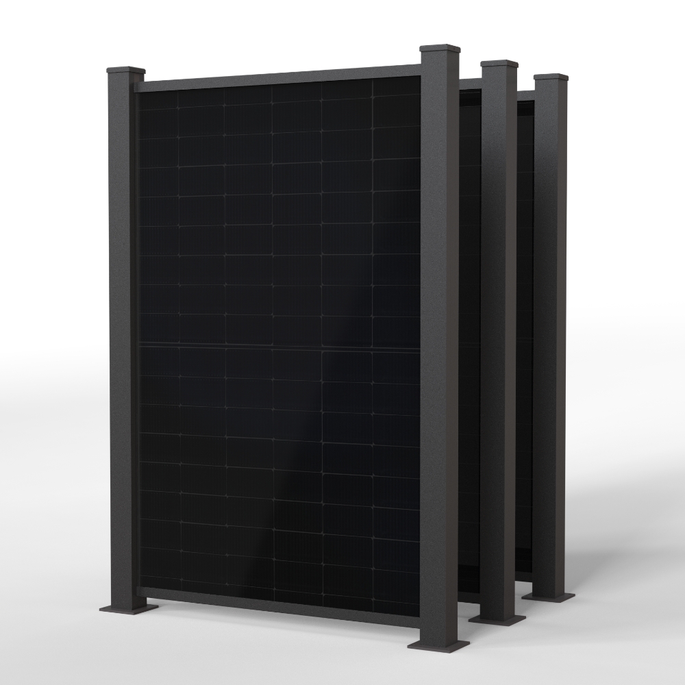 falagotti Efficienza Zaunkraftwerk 1200 W – anschlussfertiger Solarzaun in RAL 7016 falagotti Zaunkraftwerk Efficienza 1200 W in RAL 7016 mit drei vertikalen PV-Zaunfeldern