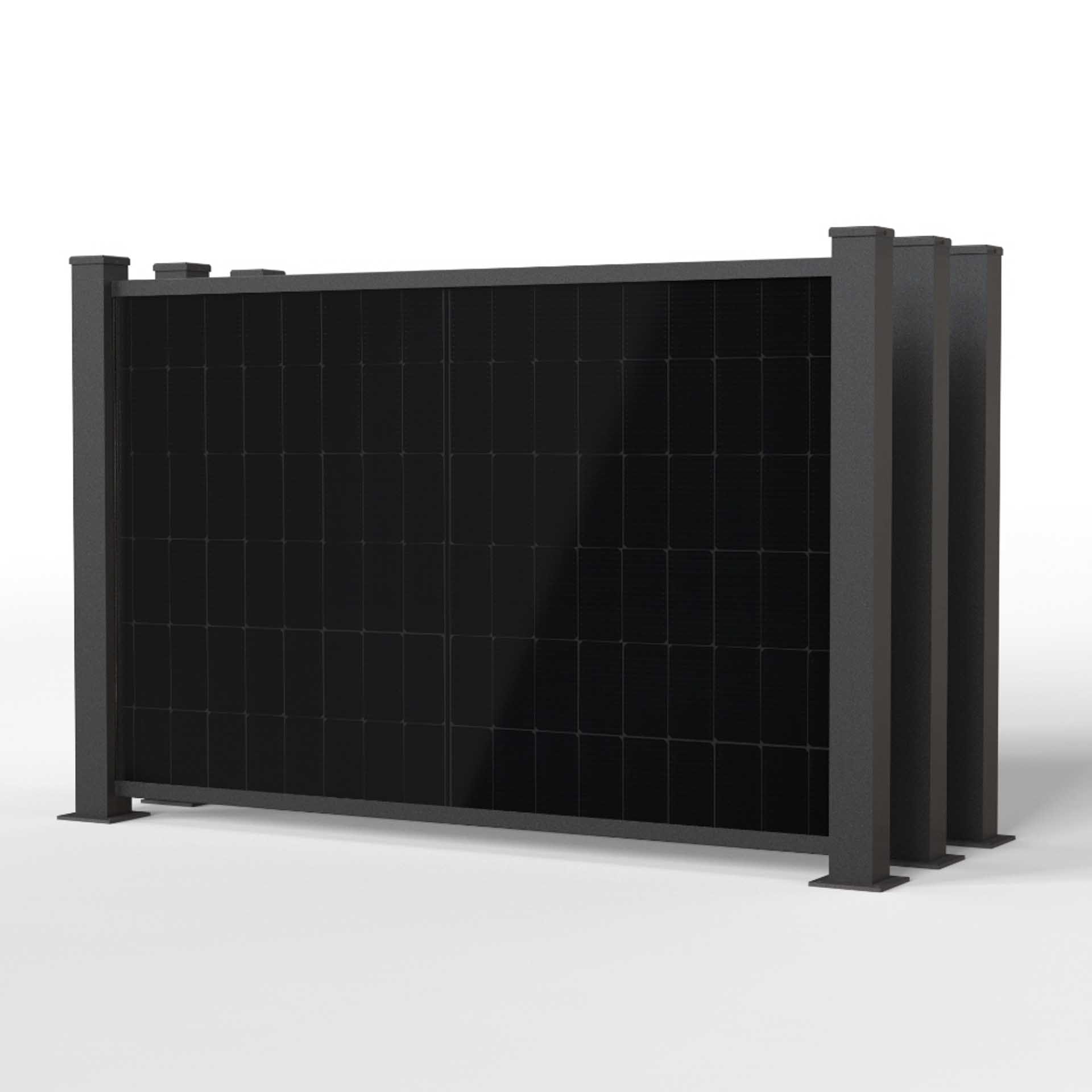 falagotti Zaun-Solarkraftwerk Puristica 800 W in RAL 7016 mit zwei flachen PV-Zaunfeldern